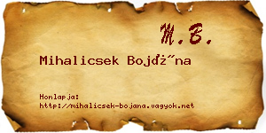 Mihalicsek Bojána névjegykártya